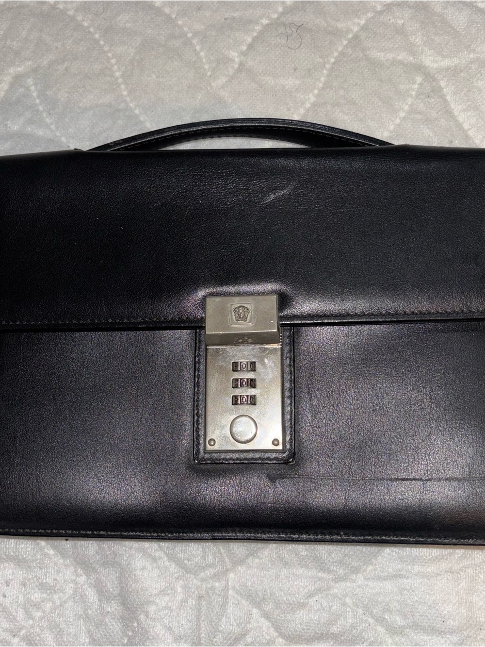 Gianni Versace Black Leather Organizer Clutch / Portfolio with Combo Lock - Picture 2 of 10
